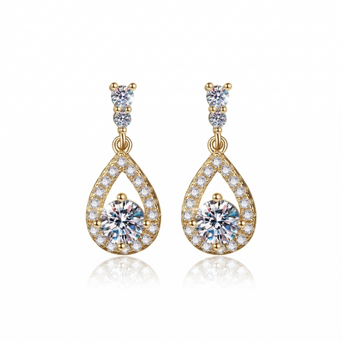Brinco em prata .925 e 1.0ct moissanite