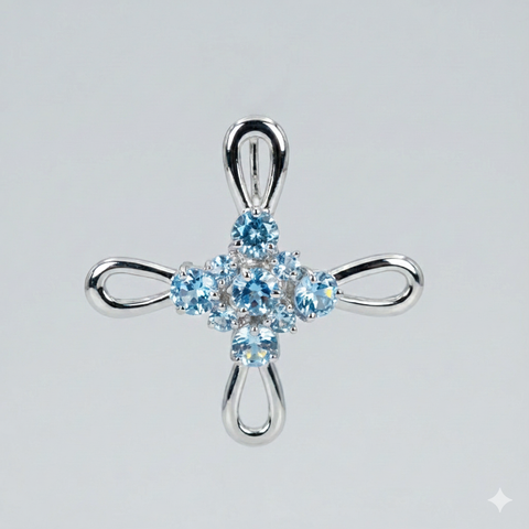 Cruz em topázio azul