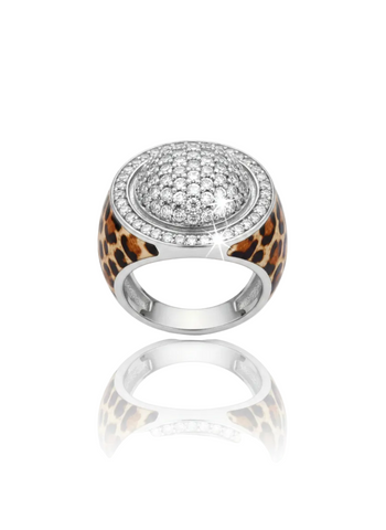 Anel animal print com Zircônia.