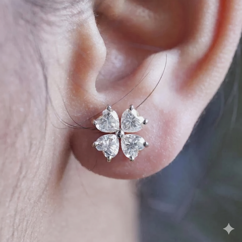 Brincos em prata .925 e 4 CT moissanite em formato coração
