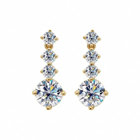 Brinco em prata .925 e 2.6 ct moissanite