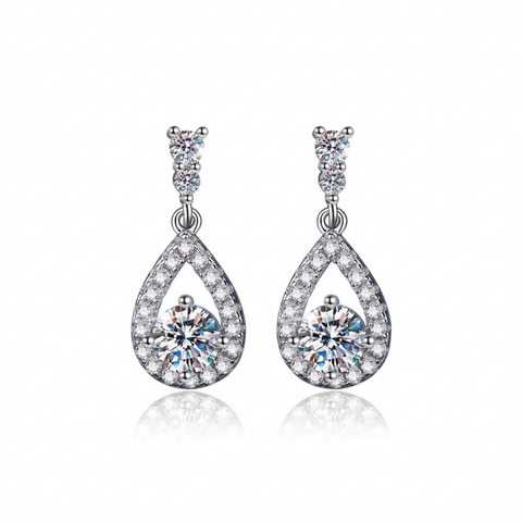 Brinco em prata .925 e 1.0ct moissanite
