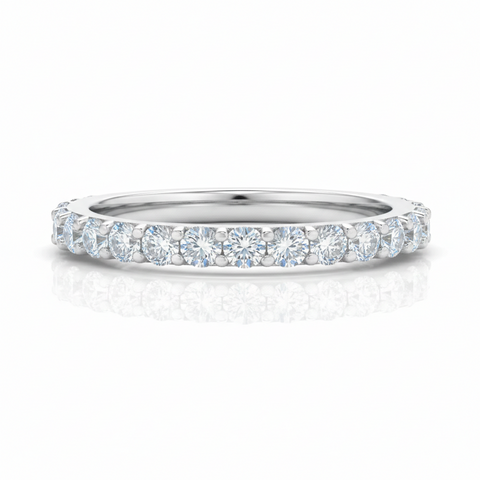 Meia aliança em prata .925 e 2mm moissanite