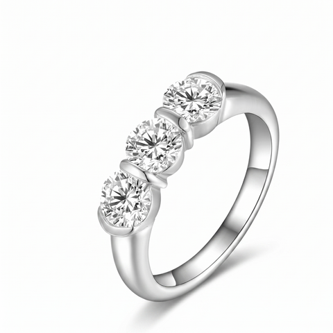 Anel Moissanite em prata .925 e moissanite 5mm