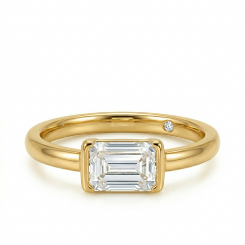 Anel Moissanite .925 com Esmeralda 1 ct, Noivado e Casamento.
