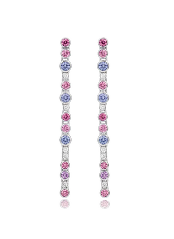 Brinco com topázio azul,rosa e zircônia