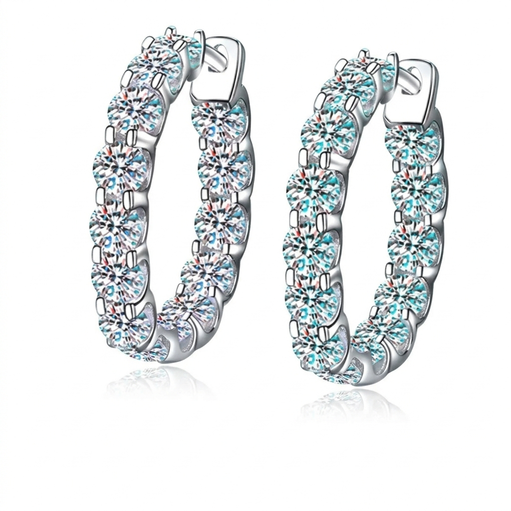 Brinco em prata .925 e 2.6CT moissanite