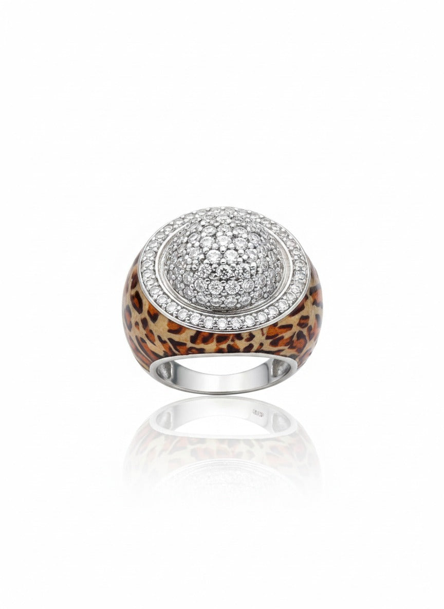 Anel animal print com Zircônia.