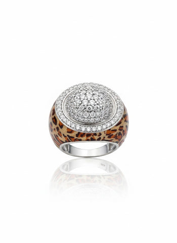 Anel animal print com Zircônia.