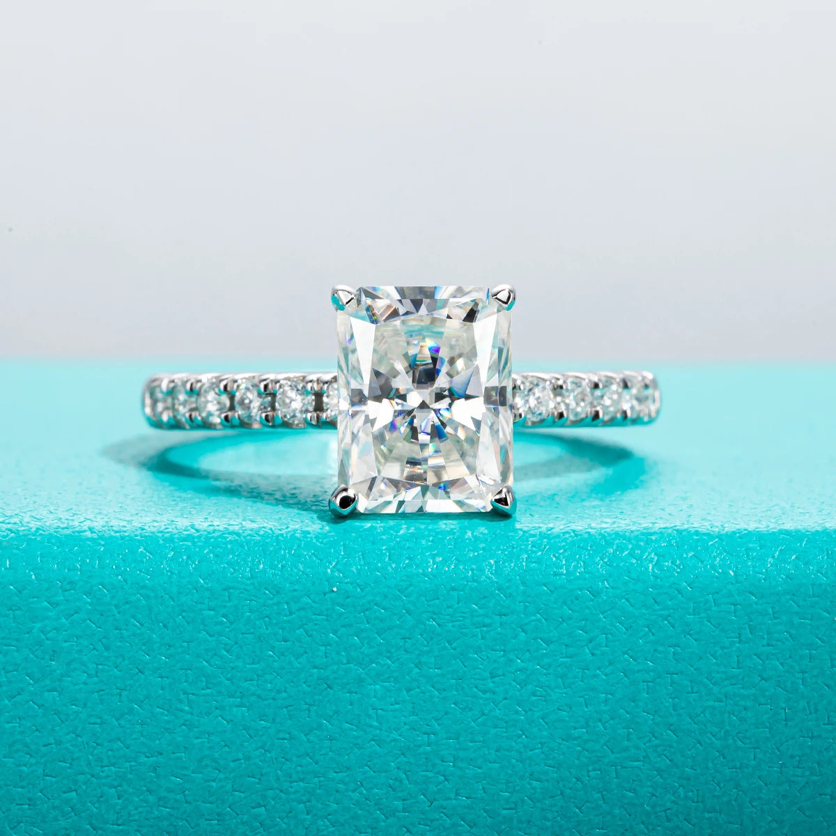 Anel Moissanite 925 Prata Esterlina