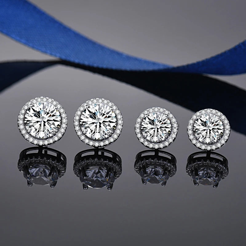 Brincos em prata .925 e 1 a 4 CT Moissanite redondo ou quadrado