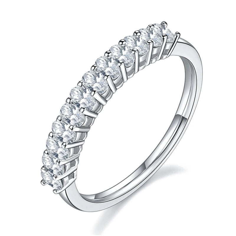 Meia Aliança em prata .925 e 0.8CT Moissanite