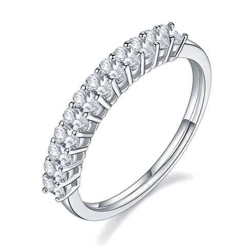 Meia Aliança em prata .925 e 0.8CT Moissanite