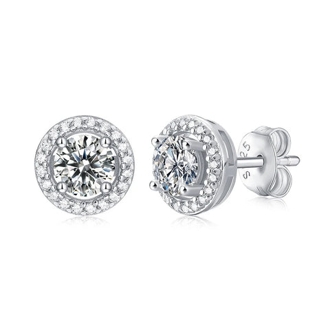 Brincos em prata .925 e 1 a 4 CT Moissanite redondo ou quadrado