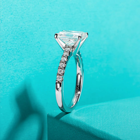 Anel Moissanite 925 Prata Esterlina