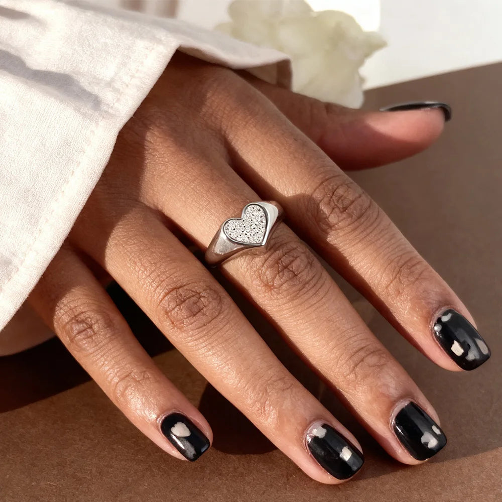 Anel em coração em prata .925 e 1 CT moissanite