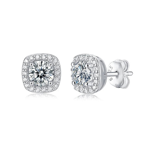 Brincos em prata .925 e 1 a 4 CT Moissanite redondo ou quadrado