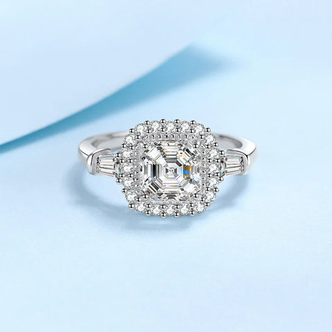 Anel em prata .925 e 1.0 ou 2.0 CT moissanite