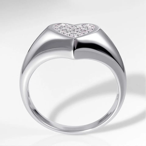 Anel em coração em prata .925 e 1 CT moissanite