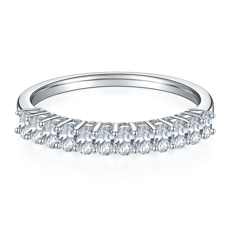 Meia Aliança em prata .925 e 0.8CT Moissanite
