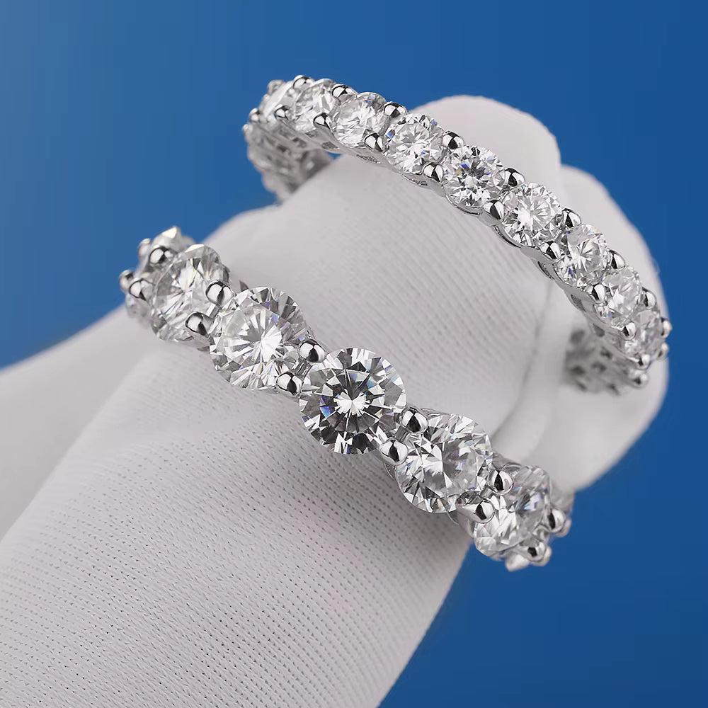 Aliança em prata .925 e 5mm moissanite (Black)