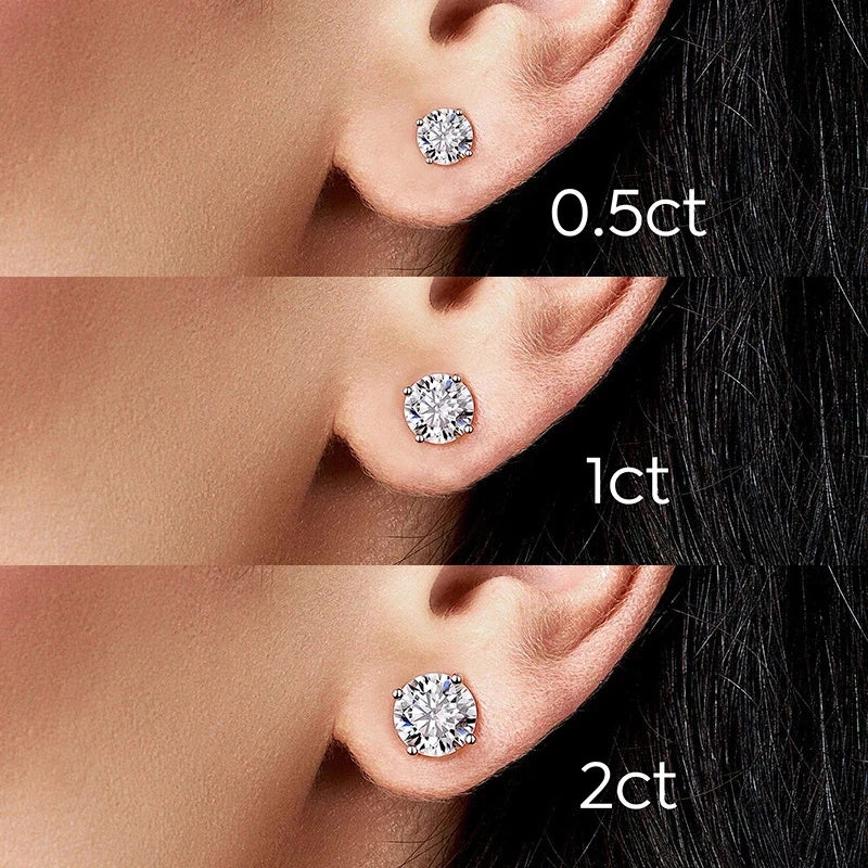 Brinco  em prata .925 e 0.3, 0.5, 1.0, 2.0 CT Moissanite.