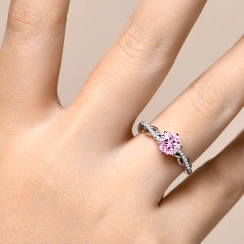 Anel em prata .925 e moissanite rosa