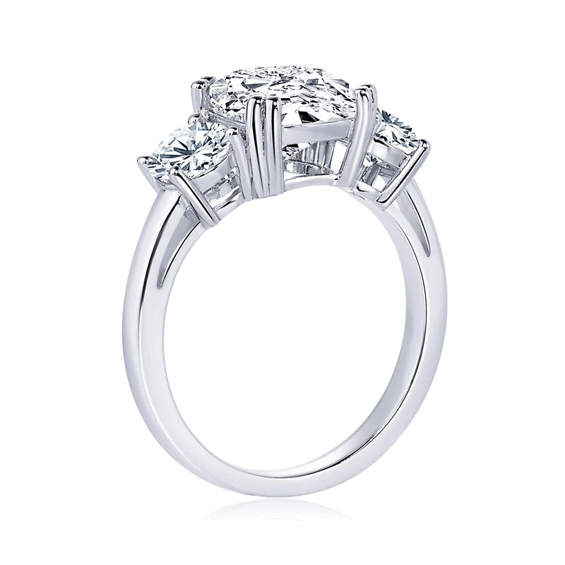 Anel 3 pedras em prata .925 e 3,5CT moissanite