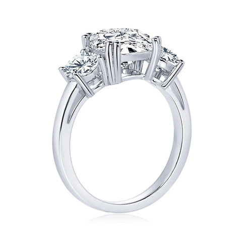 Anel 3 pedras em prata .925 e 3,5CT moissanite