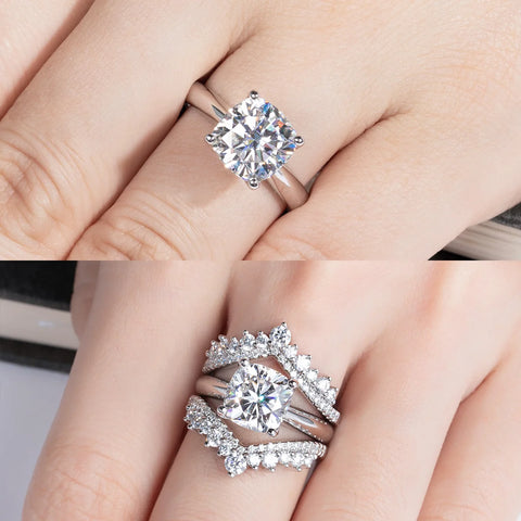 Anel Solitário em prata .925 e 3.5 CT moissanite