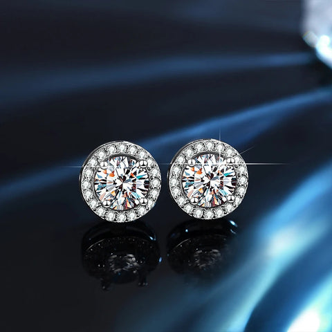 Brincos em prata .925 e 1 a 4 CT Moissanite redondo ou quadrado