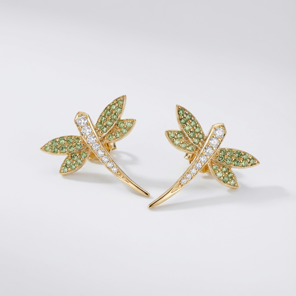 Brinco Libélula com zircônia e topázio