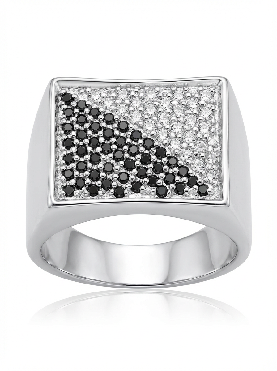 Anel duo onix e zircônia