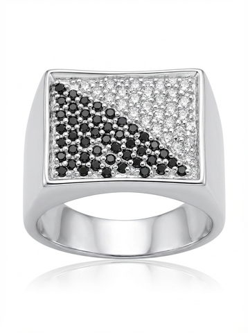 Anel duo onix e zircônia