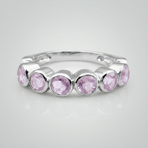 Meia aliança de Prata com ametista