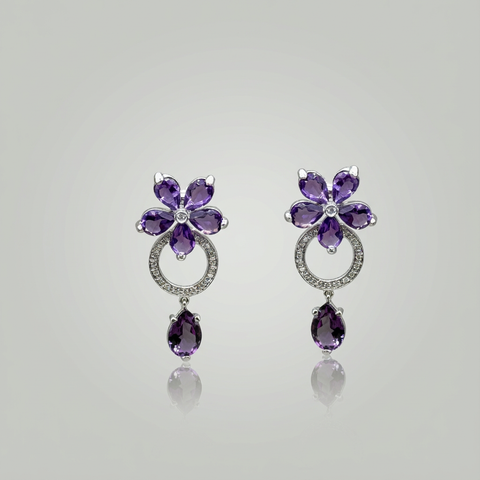 Brinco flor e ametista