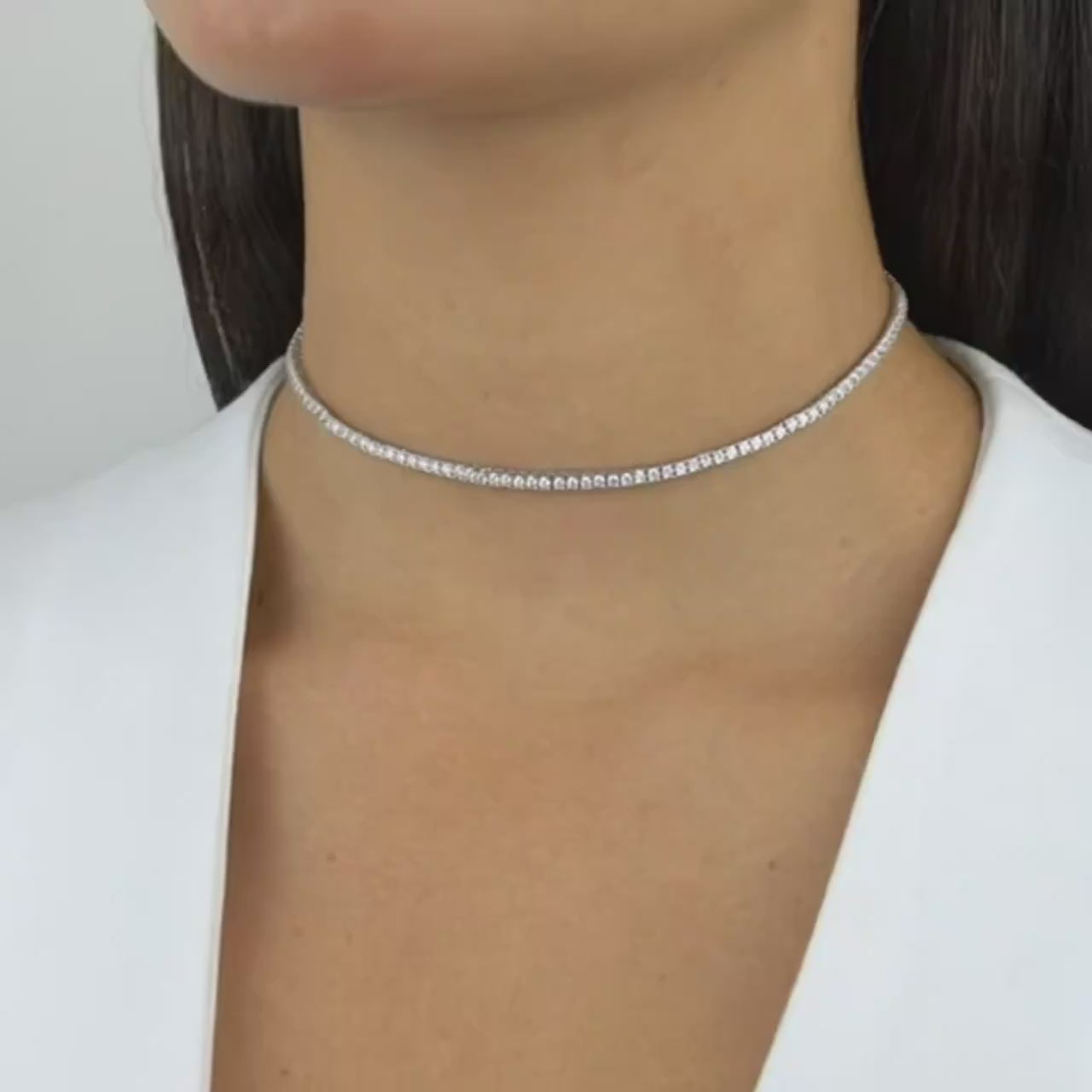 Colar Riviera em prata .925 e 2.0mm moissanite