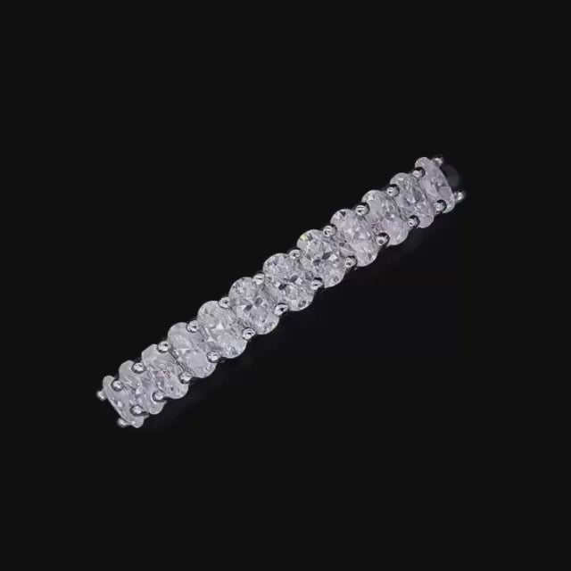 Meia Aliança em prata .925 e 0.8CT Moissanite