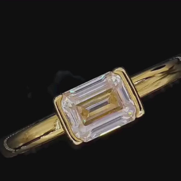 Anel Moissanite .925 com Esmeralda 1 ct, Noivado e Casamento.