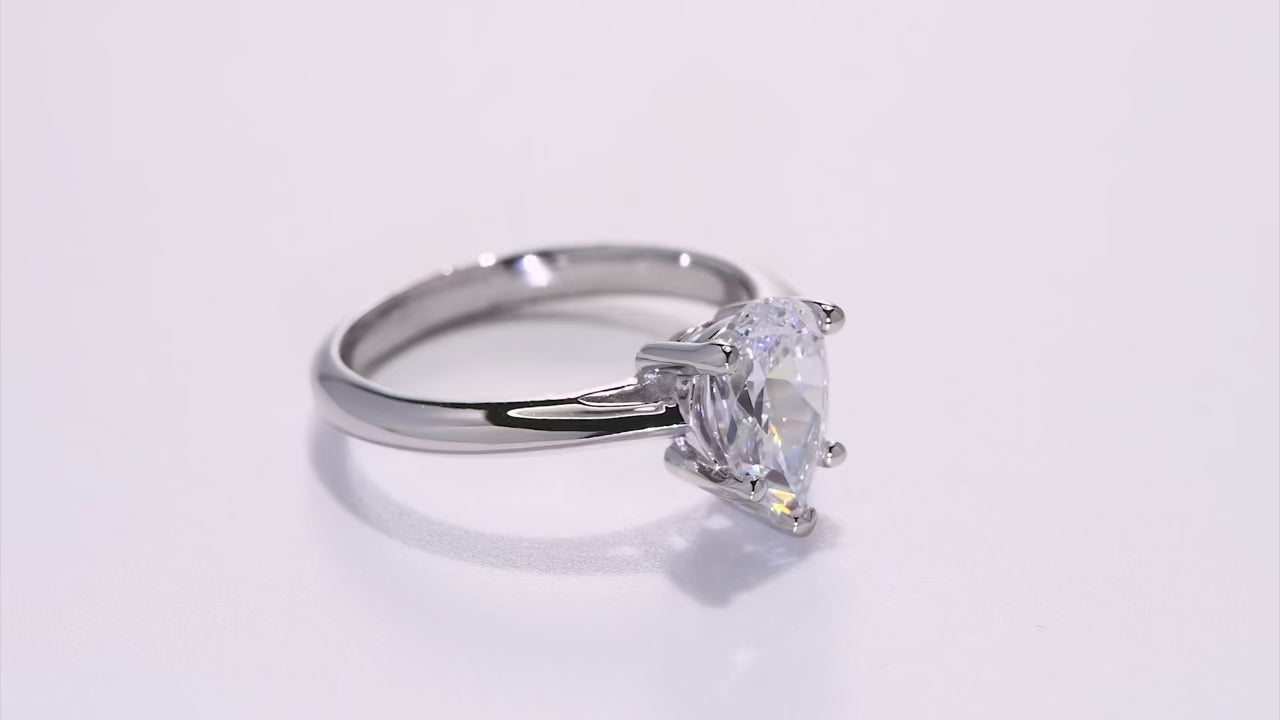 Solitário em prata .925 e 2 CT moissanite