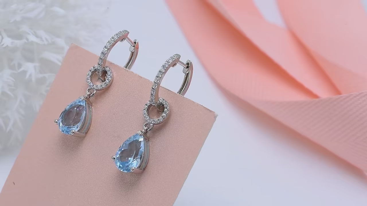 Brinco em prata .925, moissanite e topázio