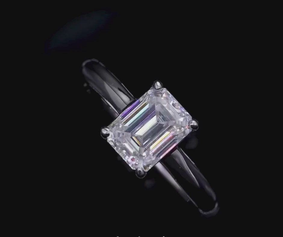 Solitário em prata .925 e 2 CT moissanite octogonal