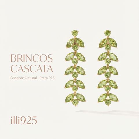 Brinco folhas e topázios